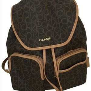 brown Calvin Klein backpack for $120,never used